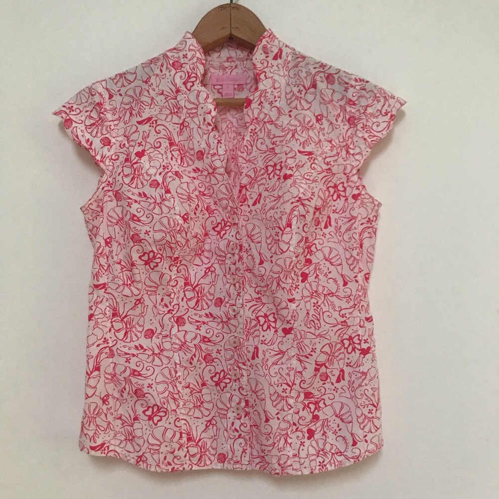 Lilly Pulitzer Kasey White Bubba shrimp top